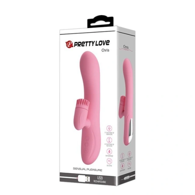 Wibrator Punktu G CHRIS USB 4 Rot; 7 Vibration Pretty Love Ładowany USB | 100% ORYGINAŁ| DYSKRETNA PRZESYŁKA