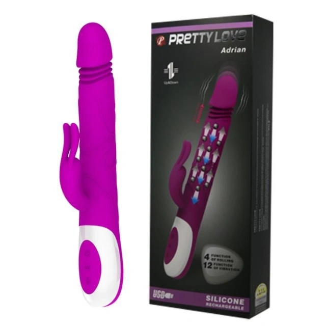 Wibrator Króliczek Adrian USB 4 Rot; 12 Vibration Pretty Love Ładowany USB | 100% ORYGINAŁ| DYSKRETNA PRZESYŁKA