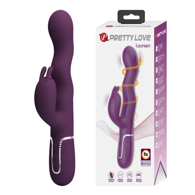 Wibrator Króliczek Laursen Dark Purple Waving & Vibrating Rabbit Vibrator Pretty Love Fioletowy | 100% ORYGINAŁ| DYSKRETNA PRZESYŁKA