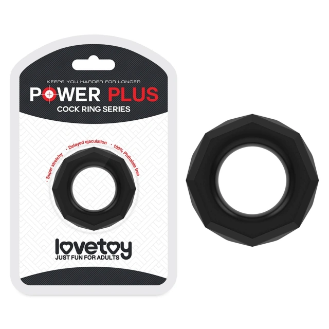 Pierścień Erekcyjny POWER PLUS Cockring Lovetoy Czarny | 100% ORYGINAŁ| DYSKRETNA PRZESYŁKA
