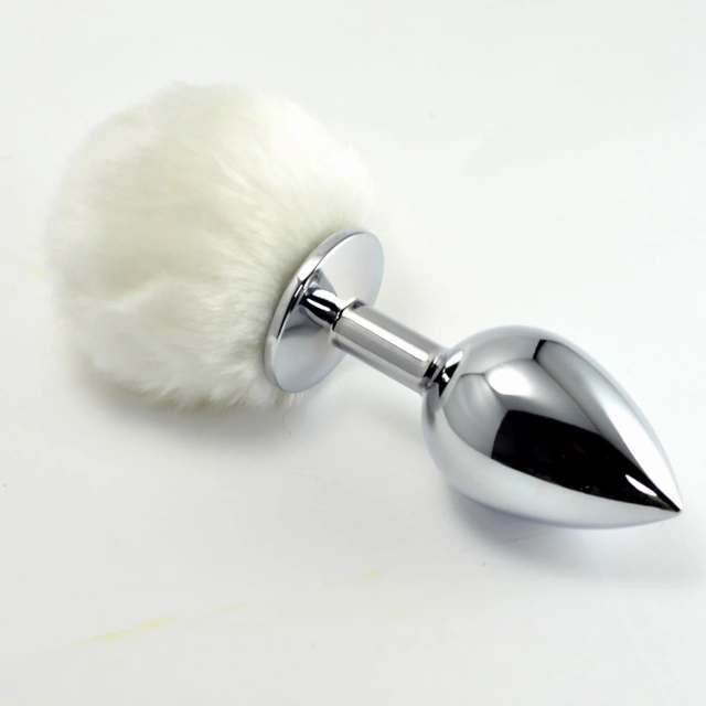 Korek Analny Metalowy Pompon Metal Large Lovetoy Biały | 100% ORYGINAŁ| DYSKRETNA PRZESYŁKA