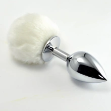 Korek Analny Metalowy Pompon Metal Large Lovetoy Biały | 100% ORYGINAŁ| DYSKRETNA PRZESYŁKA