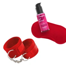Zestaw Lubrykant Wodny Kajdanki Opaska Me Lo Como Velcro Handcuffs Set + Satin Blindfold And Straw | 100% ORYGINAŁ| DYSKRETNA PRZESYŁKA