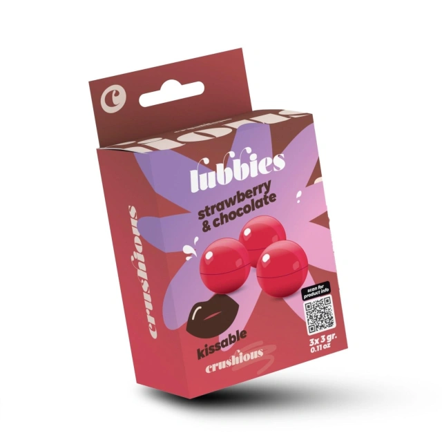 Kulki do masażu z olejkiem smakowym Lubbies Kissable Oil Balls Crushious Truskawka Czekolada | 100% ORYGINAŁ| DYSKRETNA PRZESYŁKA