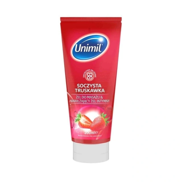 Żel Do Masażu Smakowy Truskawka (Strawberry) Unimil 200 ml