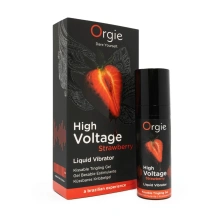 Płynny Wibrator Truskawka (Strawberry) High Voltage Orgie 15 ml