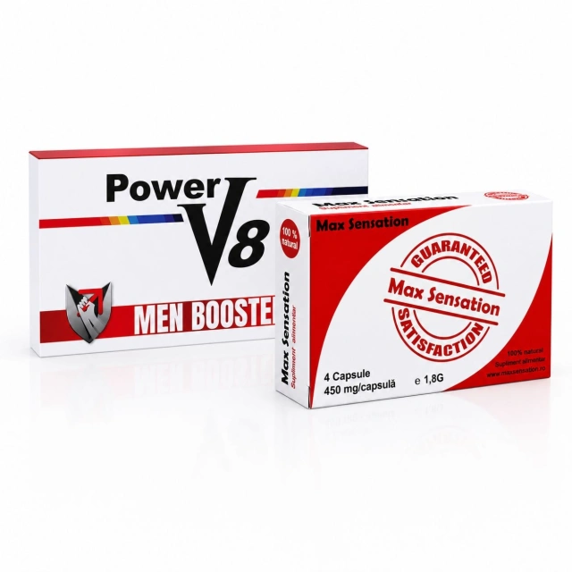 Power V8 + Max Sensation Zestaw Kapsułek dla Mężczyzn Libido Potencja Erekcja 8 szt. | 100% ORYGINAŁ| DYSKRETNA PRZESYŁKA