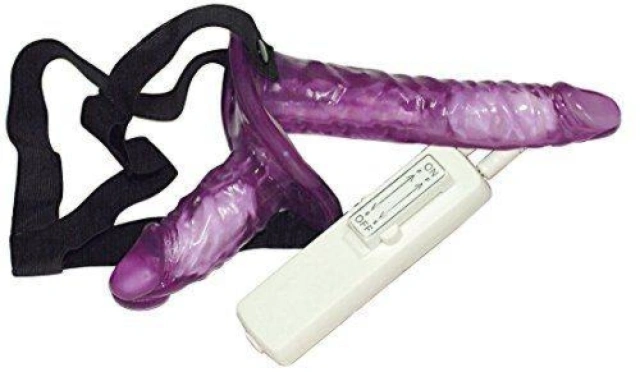 Strap On Podwójna Penetracja Wibracje 18cm/10cm Fioletowy 