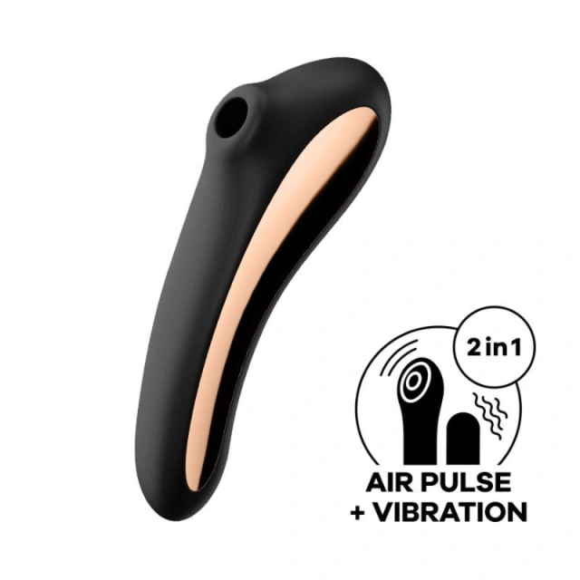 Stymulator łechtaczki z wibratorem Dual Kiss Black Satisfyer | 100% ORYGINAŁ| DYSKRETNA PRZESYŁKA