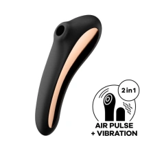 Stymulator łechtaczki z wibratorem Dual Kiss Black Satisfyer | 100% ORYGINAŁ| DYSKRETNA PRZESYŁKA