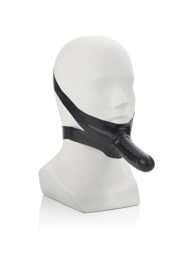 Knebel Lateksowe Dildo na Usta Czarny 