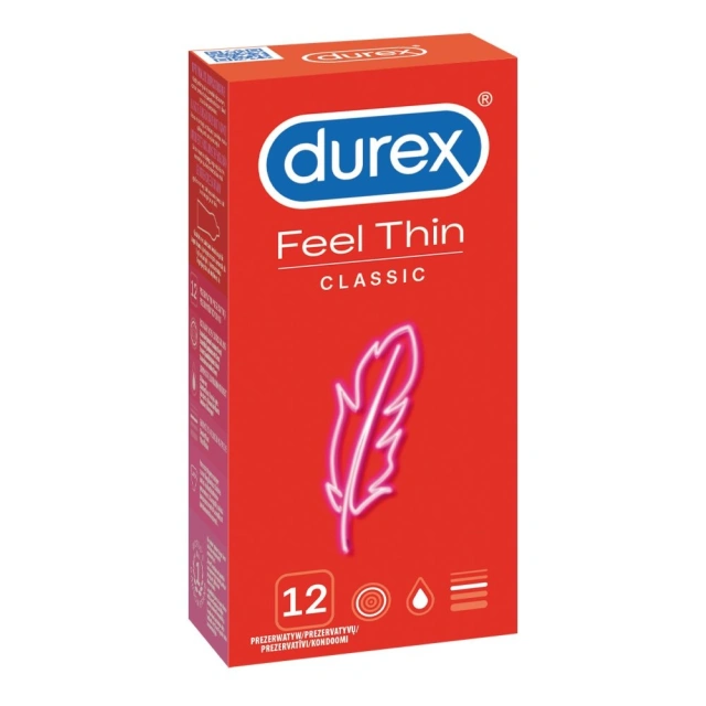 Super Cieńkie Prezerwatywy Lateksowe Feel Thin Classic 12 Szt. Durex | 100% ORYGINAŁ| DYSKRETNA PRZESYŁKA