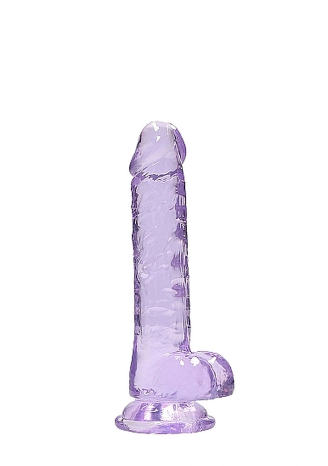 Dildo z Przyssawką i Jądrami Crystal Clear Realrock 18cm Fioletowy 