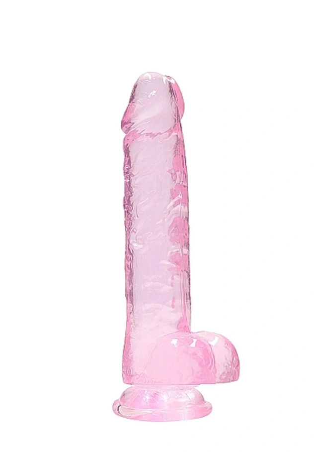 Dildo z Przyssawką i Jądrami Crystal Clear Realrock 20cm Różowy 