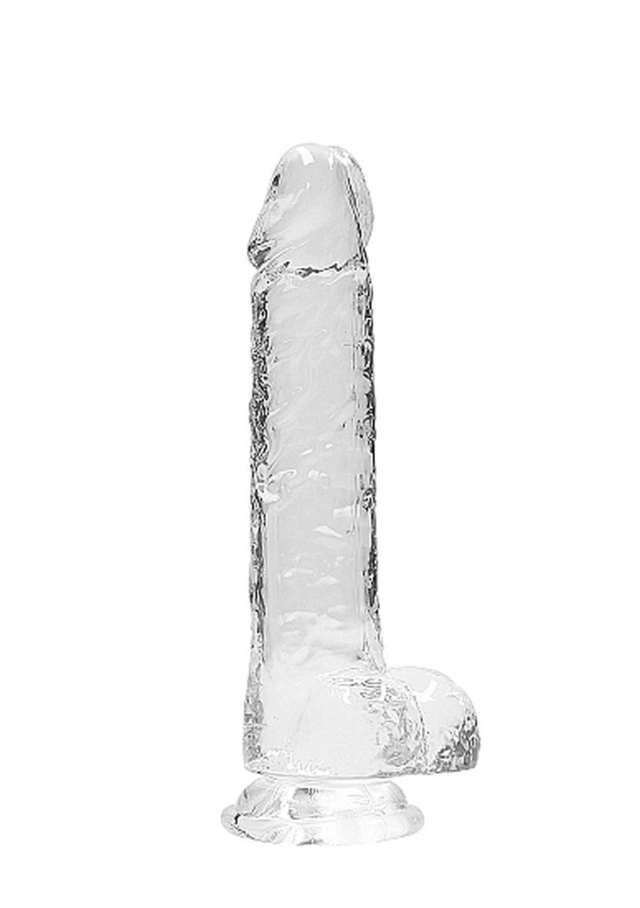 Dildo z Przyssawką i Jądrami Crystal Clear Realrock 20cm Przeźroczysty 