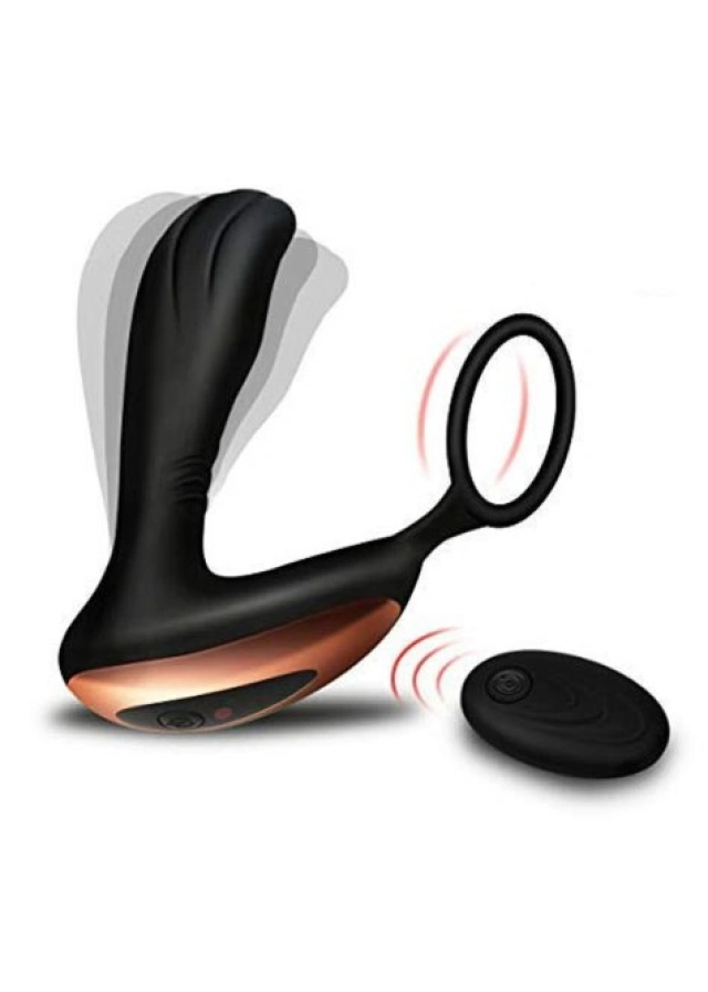 Masażer Prostaty z Bezprzewodowym Pilotem Pierścieniem USB 10 Funkcji Wibracji 