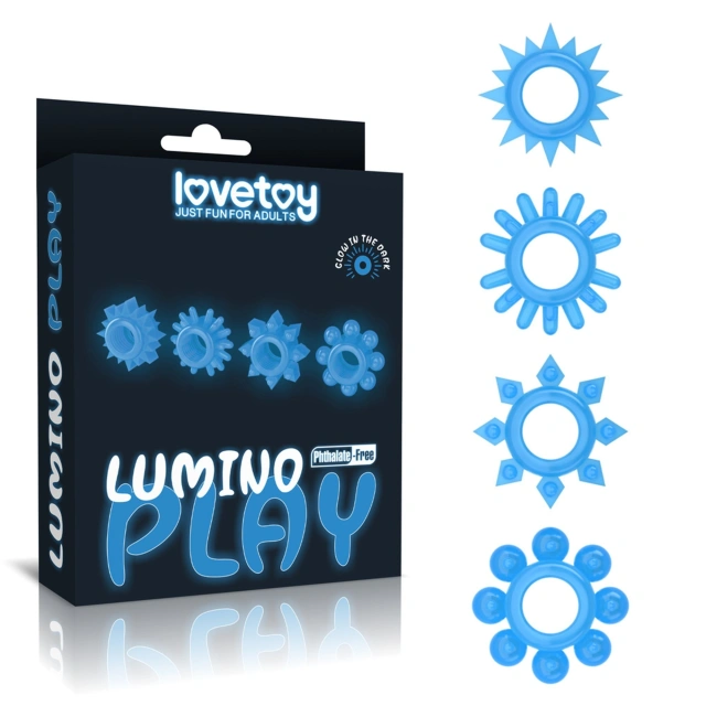 Zestaw Pierścieni Erekcyjnych Lumino Play 4szt. Niebieski | 100% ORYGINAŁ| DYSKRETNA PRZESYŁKA