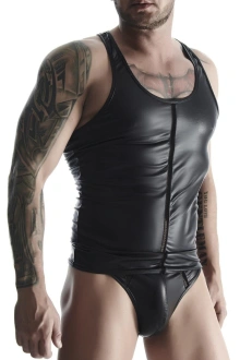 męski t-shirt z wetlooka bez rękawów, z elastyczną taśmą z przodu S | 100% ORYGINAŁ| DYSKRETNA PRZESYŁKA