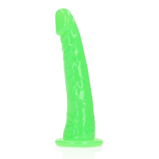 Smukłe Dildo z Przyssawką Świecące w Ciemności 16cm Zielony 