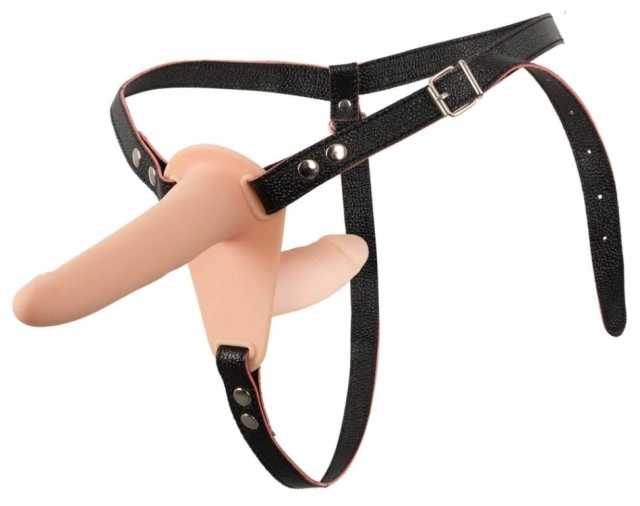 Silikonowy Strap-On Podwójny z Wibracjami Cielisty | 100% ORYGINAŁ| DYSKRETNA PRZESYŁKA