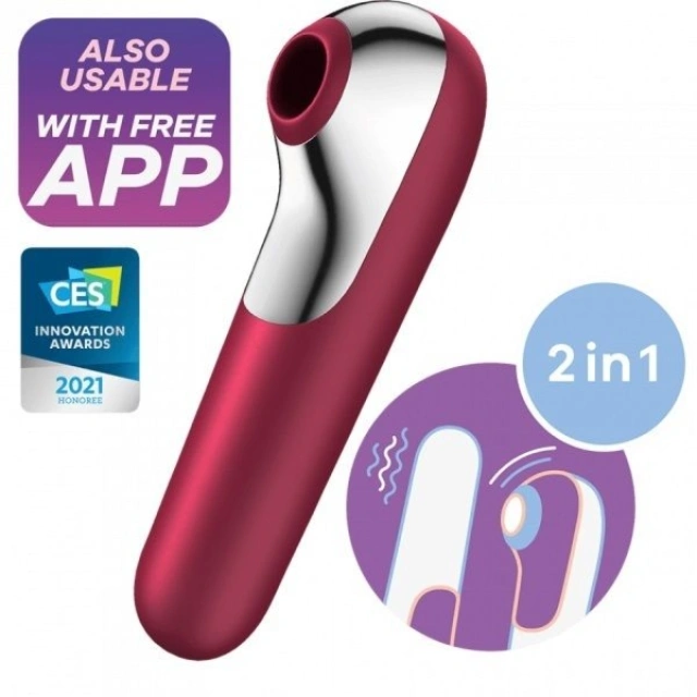 Stymulator łechtaczki z wibratorem Dual Love Red Satisfayer | 100% ORYGINAŁ| DYSKRETNA PRZESYŁKA