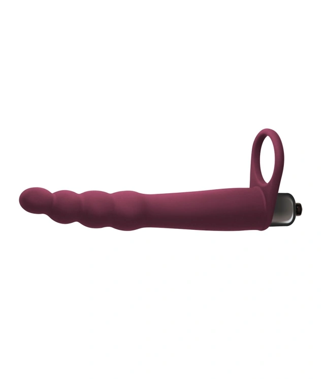 Wibrujące Dildo Analne z Pierścieniem na Penisa Czerwony | 100% ORYGINAŁ| DYSKRETNA PRZESYŁKA