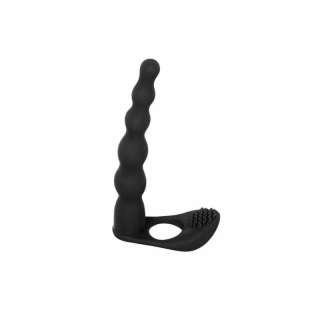 Wibrujący Pierścień na Penisa i Dildo Analne Czarny 