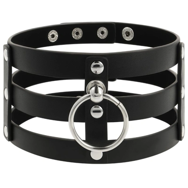 Wysoki Naszyjnik Choker z Kółkiem Coquette Czarny 