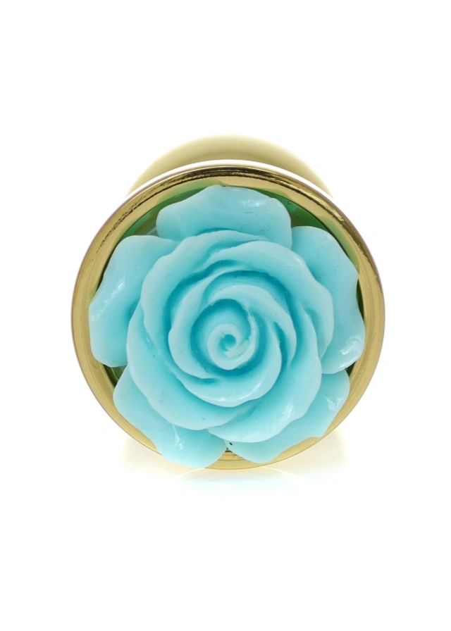 Niebieska Róża złoty plug – Biżuteryjny Plug Analny Light Blue