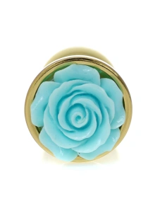 Niebieska Róża złoty plug – Biżuteryjny Plug Analny Light Blue