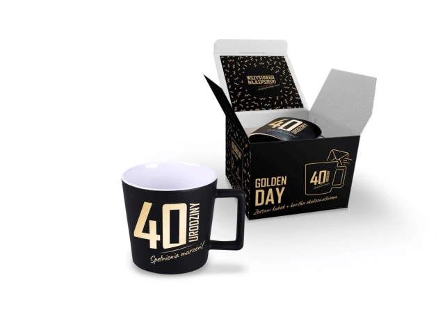GOLDEN DAY - Zestaw kubek 350ml + kartka - 40