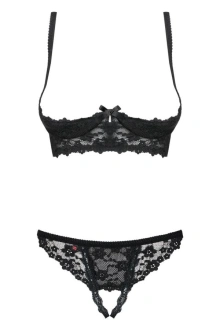 Letica komplet 2-częściowy otwarty czarny L/XL Obsessive | 100% ORYGINAŁ| DYSKRETNA PRZESYŁKA