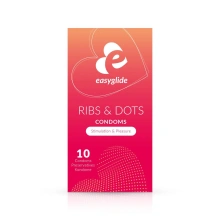 Prezerwatywy Prążkowane z Wypustkami EasyGlide Ribs and Dots 10 szt.