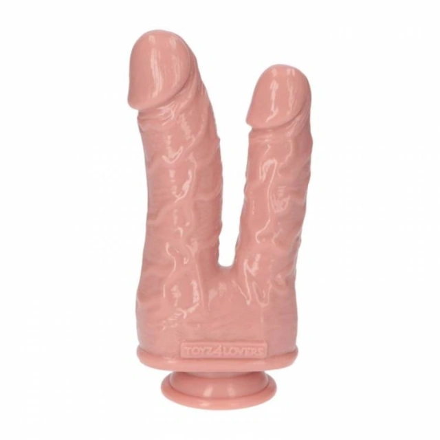 Grube Dildo Podwójna Penetracja 18+17cm Cielisty 