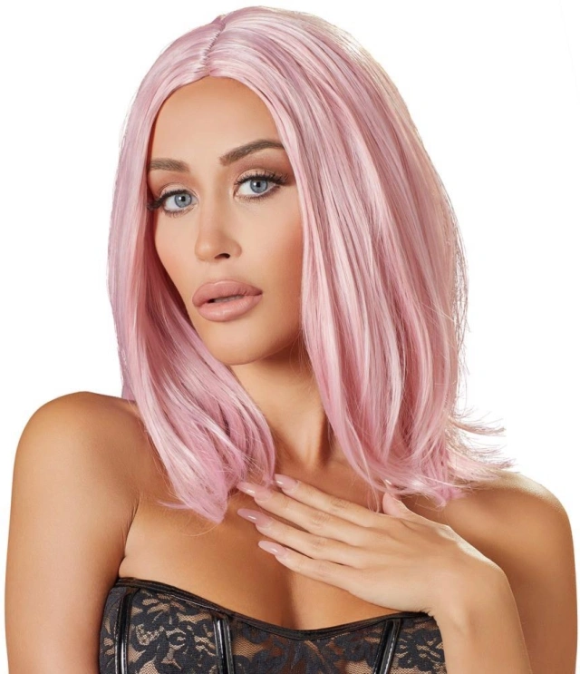 Peruka - Wig, bob, pink