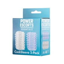 Power Escorts - BR338 - Textured Penis Sleeves – 2-Pack Clear Blue