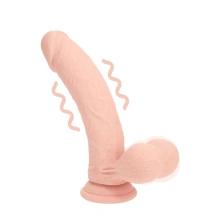 Dual Density Rechargeable Liquid Silicone Vibrator - Curved with Weighted Balls - 7" / 18 cm - Flesh