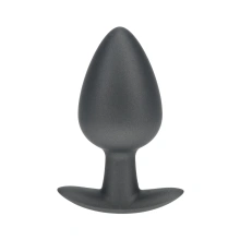 Gładki duży(8,9cm) silikonowy korek analny w kolorze czarny metalik