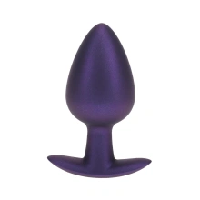 Gładki duży(8,9cm) silikonowy korek analny w kolorze purpurowy metalik