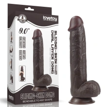 Dildo z Przyssawką Sliding Skin Dual Layer Lovetoy 22,9 Cm Czarny 