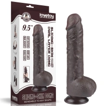 Dildo z Przyssawką Sliding Skin Dual Layer Lovetoy 24,1 Cm Czarny 