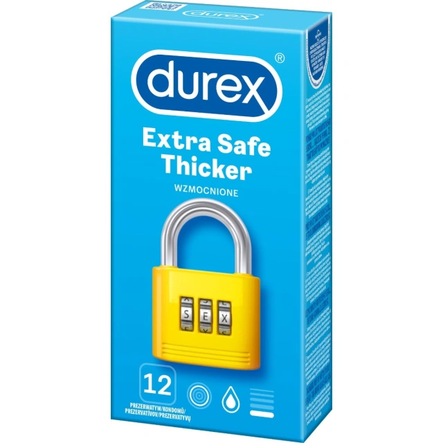 Prezerwatywy Lateksowe Grubsze Extra Safe 12 Szt. Durex | 100% ORYGINAŁ| DYSKRETNA PRZESYŁKA