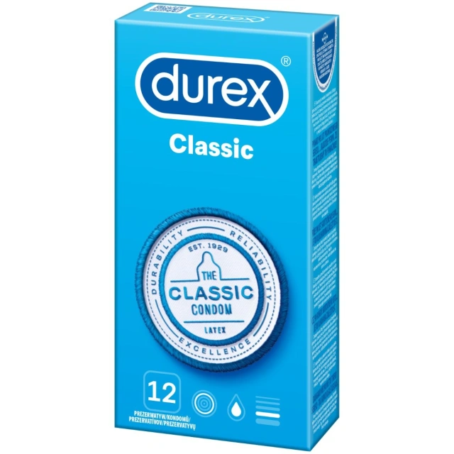 Prezerwatywy Lateksowe Classic 12 Szt Durex | 100% ORYGINAŁ| DYSKRETNA PRZESYŁKA