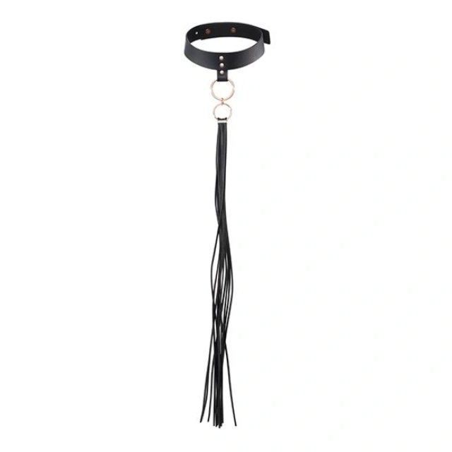 Obróżka z chwostem MAZE Tassel Choker Black Bijoux Indiscrets 