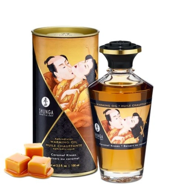 Jadalny Olejek Rozgrzewający Do Miejsc Intymnych O Smaku Karmelowym Aphrodisiac Warming Oil Caramel Kisses 100Ml Shunga 
