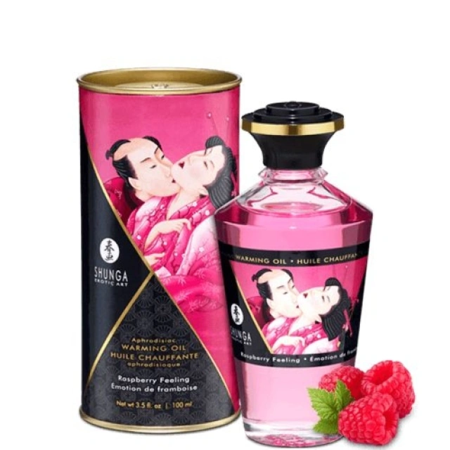 Jadalny Olejek Rozgrzewający Do Miejsc Intymnych O Smaku Malinowym Aphrodisiac Warming Oil Raspberry Feeling 100Ml Shunga 