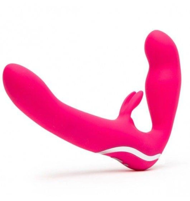 Silikonowy Strap-on bez Paska Happy Rabbit USB Różowy 