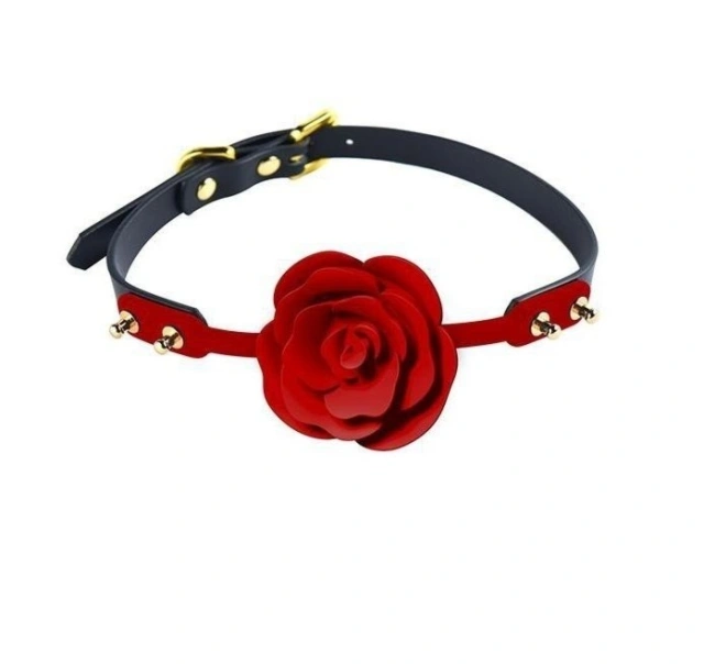 Silikonowy Knebel W Kształcie Róży Z Czarnymi Paskami Zalo & Upko Doll Series Rose Ball Gag UPKO 