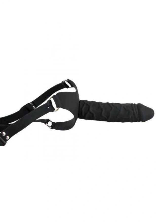 Masywne Silikonowe Dildo z Pasem Strap on Czarny 