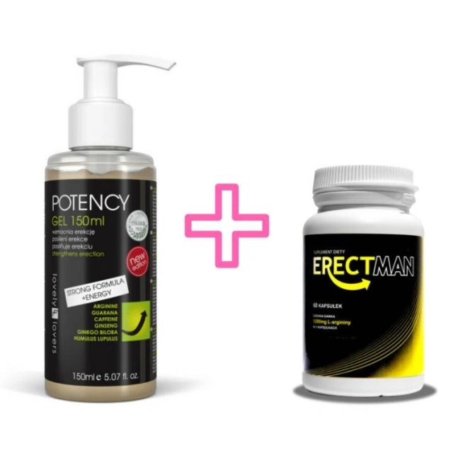 Mega Zestaw na Erekcję Erectman 60 kaps. + Żel Potency 150ml 